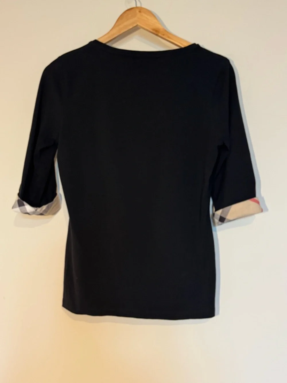 Burberry Brit Black Top Nova Check Cuff Sleeve Size M - Picture 4 of 8